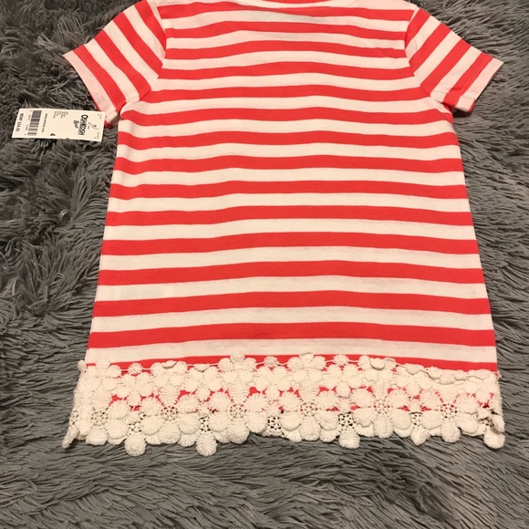 NWT OSHKOSH STRIPED CROCHET TRIM T-SHIRT - Picture 2 of 3
